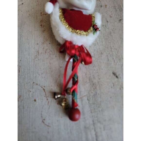 Kurt Adler Santa Claus face jester stick ornament Xmas mistletoe unique vintage - Picture 2 of 9